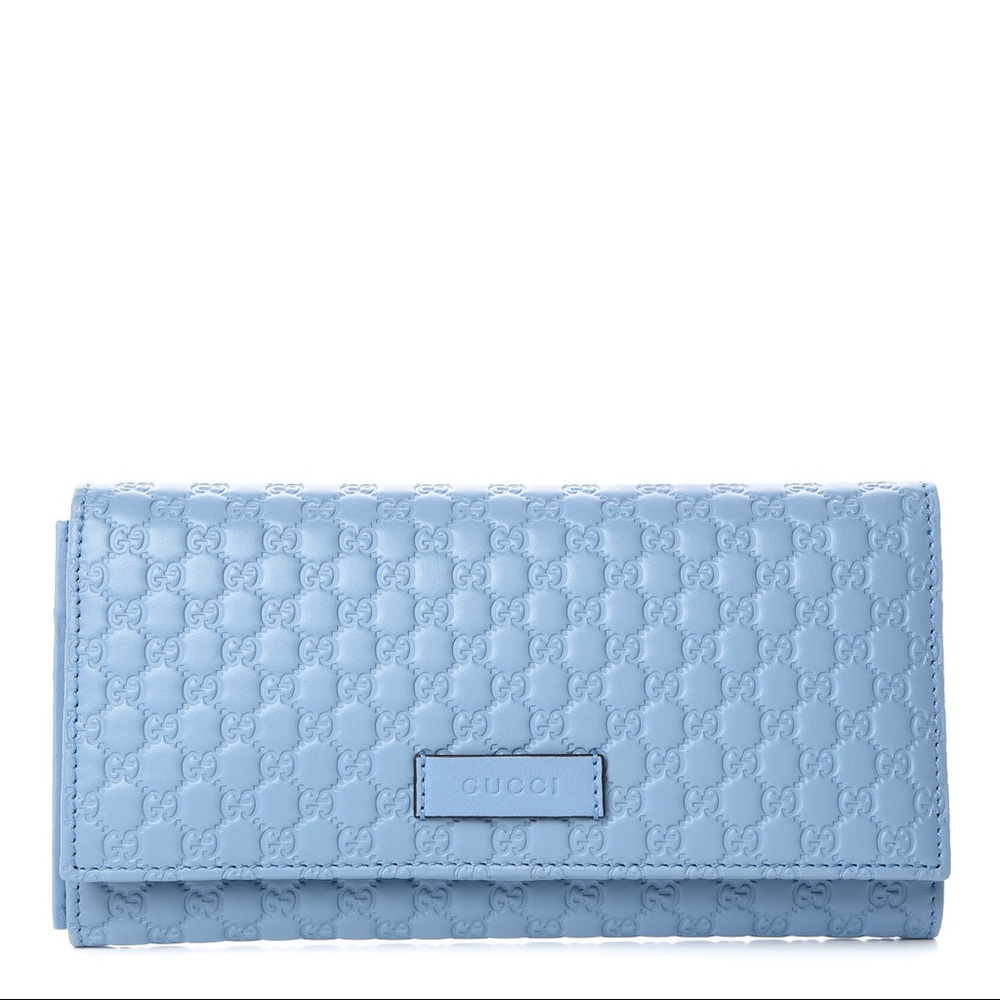 GUCCI Microguccissima Flap Wallet Mineral Blue